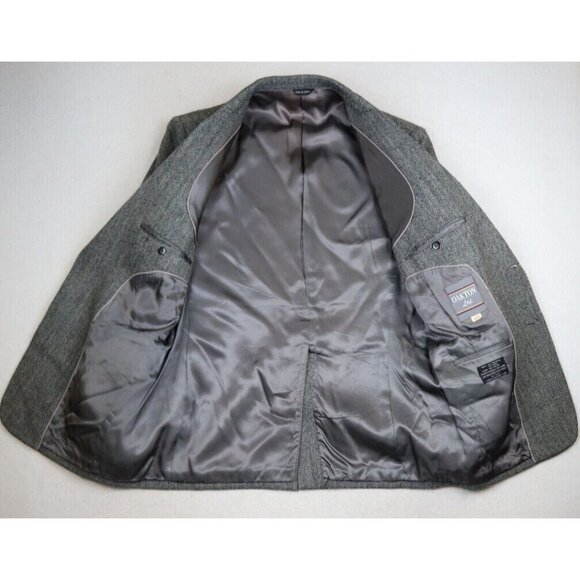 OAKTON - VINTAGE MEN'S GRAY HERRINGBONE BLAZER JACKET SPORT COAT - SIZE 42R - Picture 5 of 13